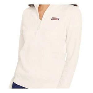 Vineyard Vines Womens XS White Quilted Half-Zip Pullover Fleece